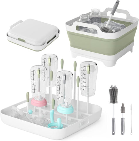Volnamal Collapsible Wash Basin with Drying Rack & Drain Plug (Green)