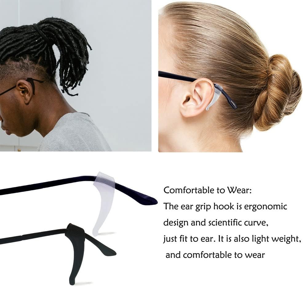20 Pairs Glasses Anti-slip Silicone Ear Clip - Soft Comfortable Anti-slip Holder, Eye Glasses Ear Grippers Silicone Ear Hook, Eye Glass Temple Tips Sleeve Retainer for Reading Glasses (clear white)