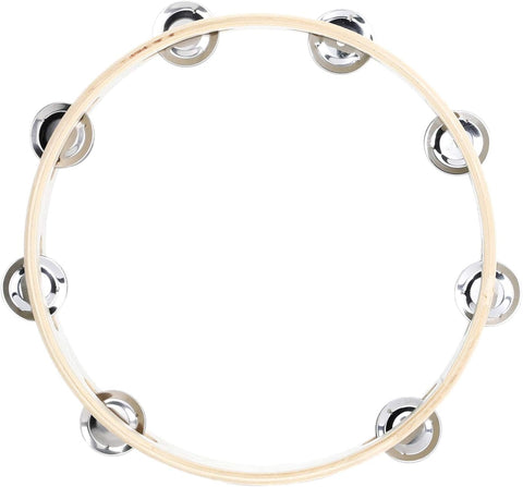 Musfunny Tambourine Ring for Adults 10 inch Wooden Handheld Percussion