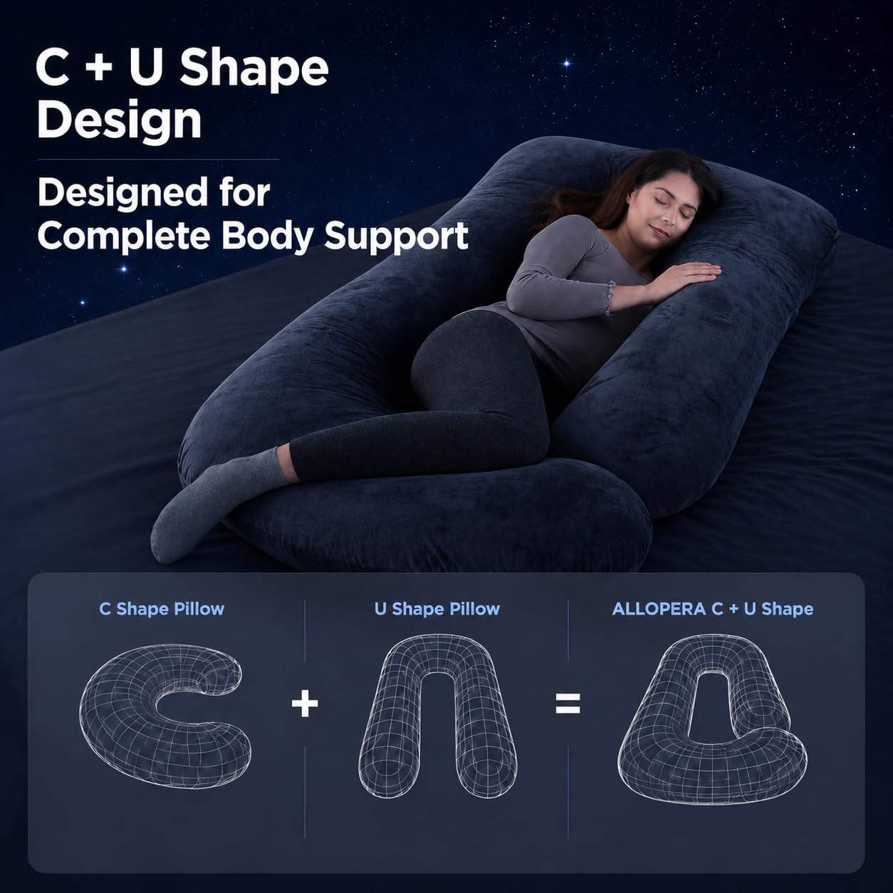 ALLOPERA U Shape Pregnancy Pillow - Full Body Maternity Pillow for Sleeping