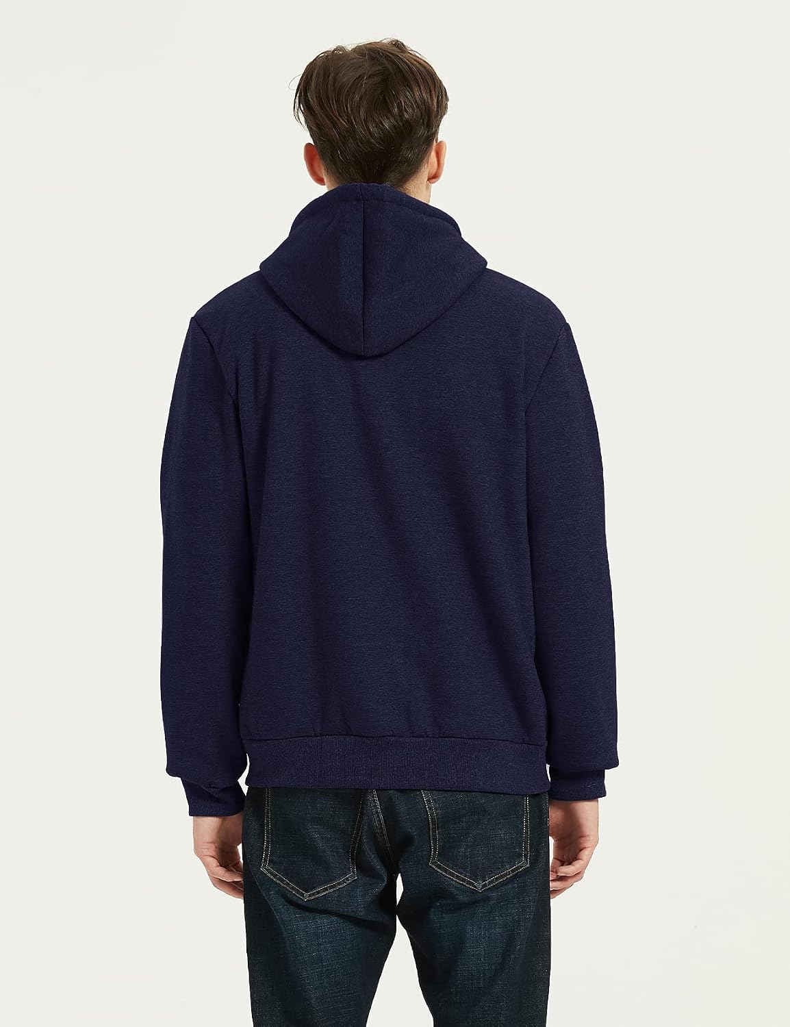 Flygo Mens Sherpa Hoodie Jacket Warm Fleece Lined Zip Up Sweatshirts