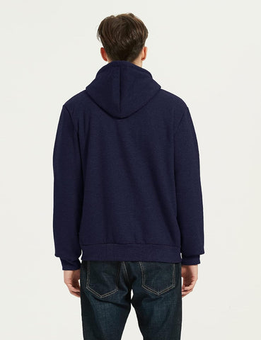 Flygo Mens Sherpa Hoodie Jacket Warm Fleece Lined Zip Up Sweatshirts