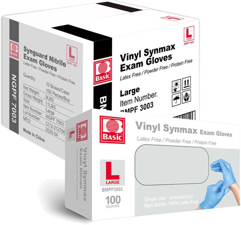 Intco Basic Medical Clear Vinyl Exam Gloves,Disposable Gloves - Latex-Free & Powder-Free for Medical,Cleaning,Food Safe