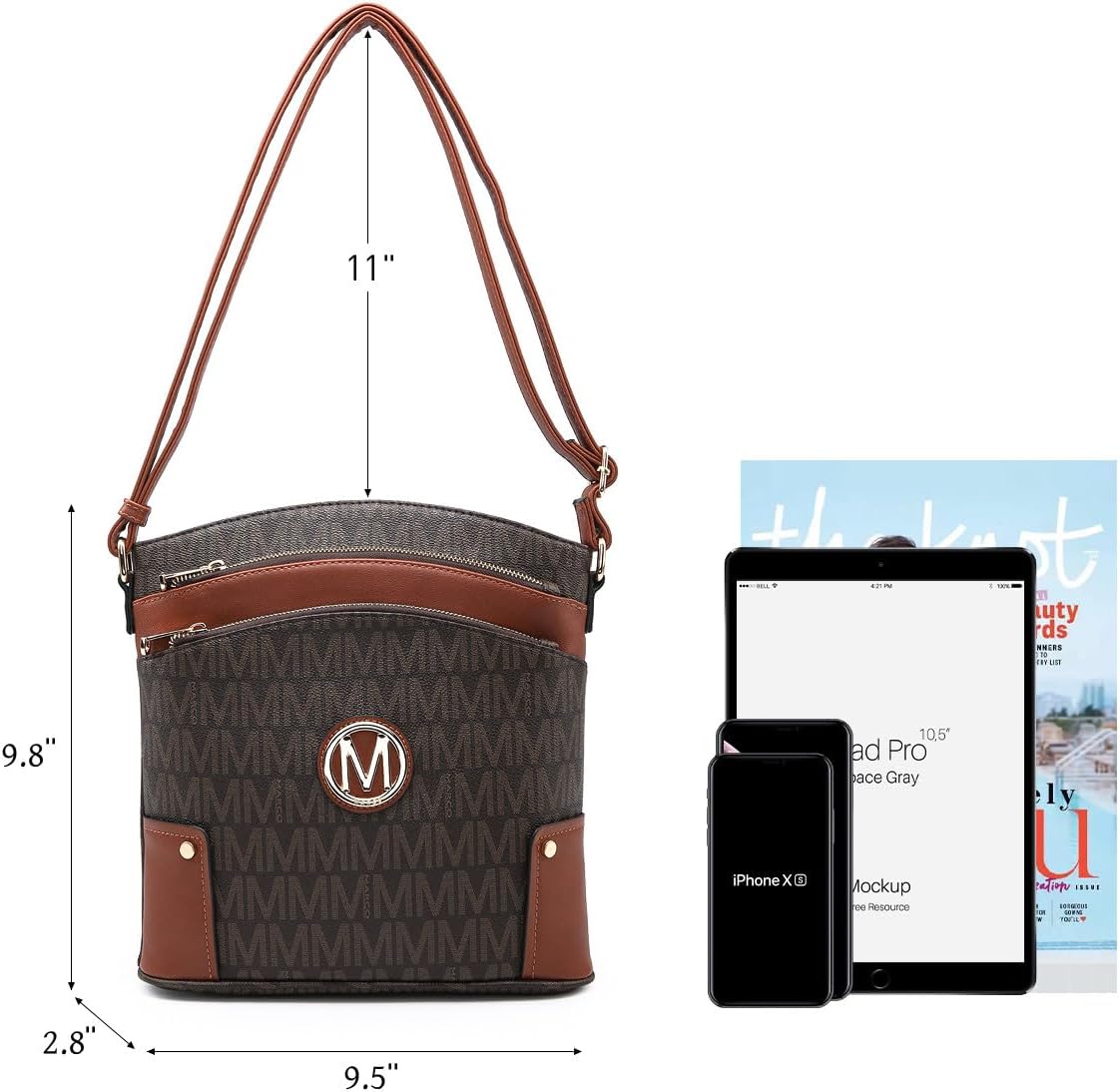 BTF BE TOP FASHION Crossbody Bags for Women Travel Vegan Leather Multi Zip Pockets Crossbody Shoulder Purses Trendy