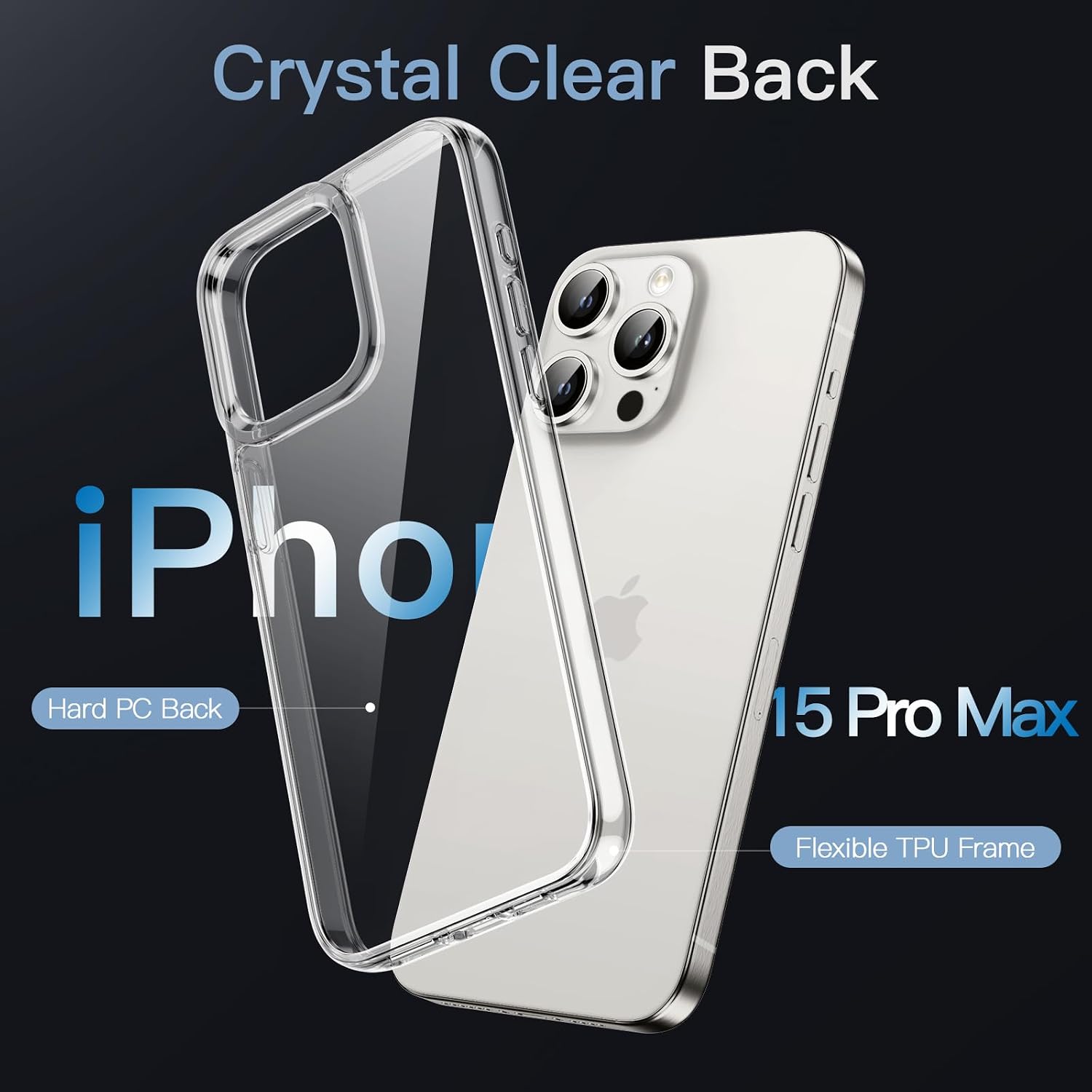 JETech Case for iPhone 15 Pro Max, Anti-Yellowing, Clear