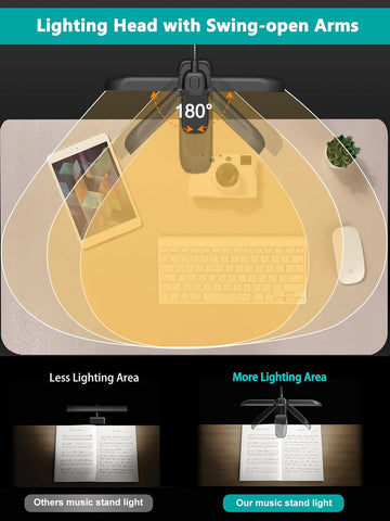 Vekkia 64 Led Rechargeable Music Stand Light - Folding Clip On Piano Lamp