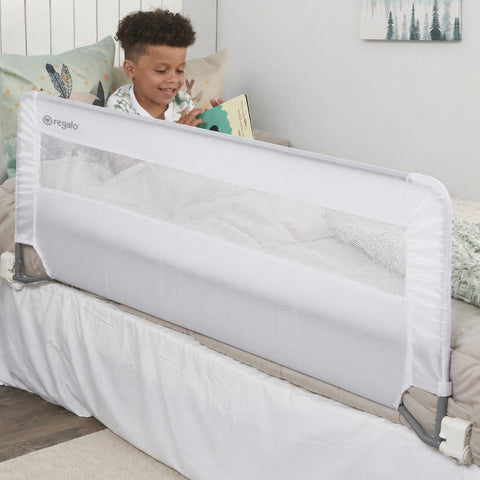 Regalo Safety 54” Extra Long Bed Rail Guard for Toddlers, Swing Down Toddler Bed Rail with Reinforced Anchor Safety System, 20” Tall Bed Safety Rail, Fits Twin, Full & Queen Beds