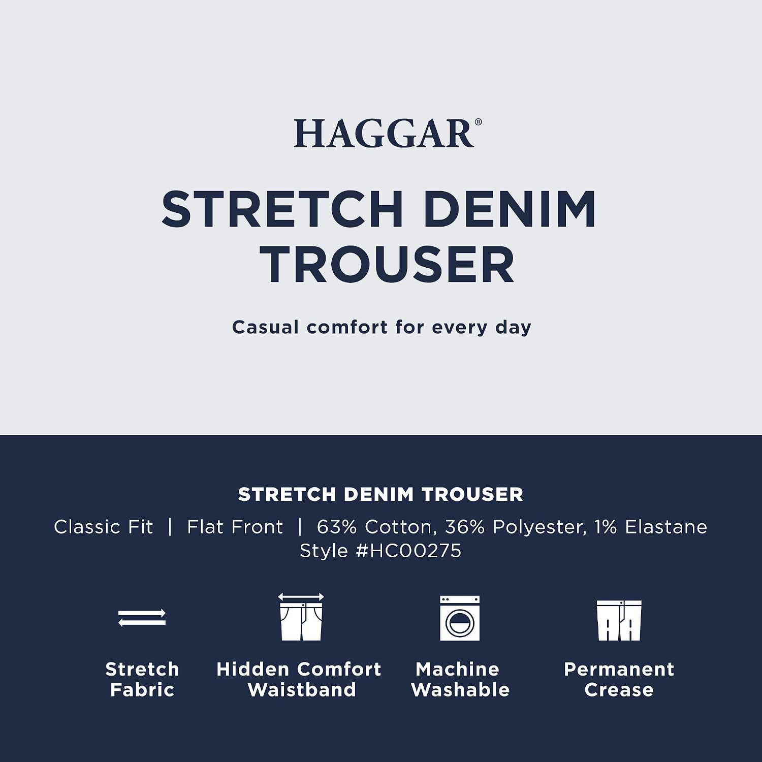 Haggar Men's Work To Weekend No Iron Denim Flat Front & Pleat Pant - Regular and Big & Tall Sizes