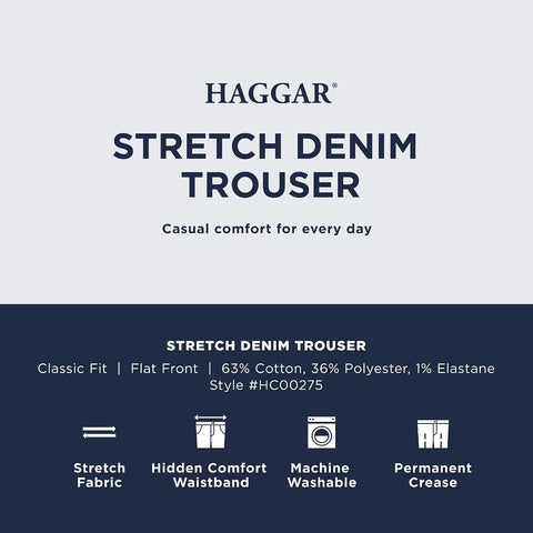 Haggar Men's Work To Weekend No Iron Denim Flat Front & Pleat Pant - Regular and Big & Tall Sizes