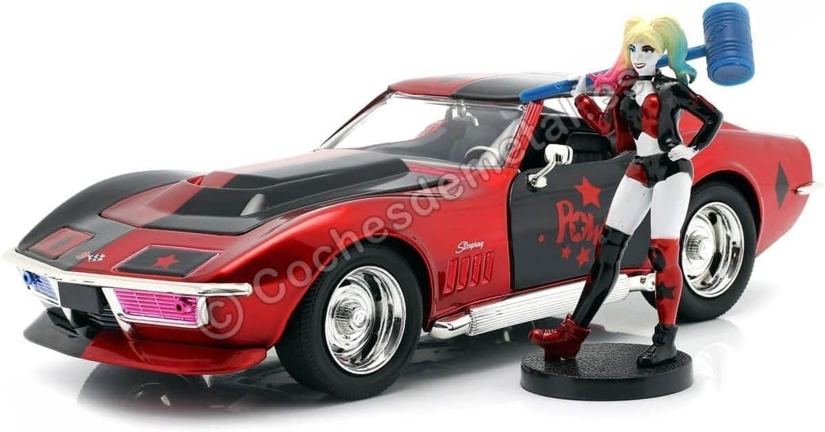 Jada Toys Hollywood Rides DC Comics Joker & 2009 Chevy Corvette Stingray Concept Die-Cast Car, 1:24 Scale Vehicle with 2.75" Die-Cast Collectible Figure 31199
