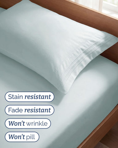 Twin Size 3 Piece Sheet Set - Comfy Breathable & Cooling Sheets - Ice Blue