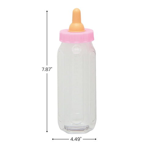 Adorable Pink Fillable Baby Bottle Favors - 5", Set of 2 - Premium Plastic Keepsake Gifts - Perfect For Showers, Gender Reveals & Baby Celebrations