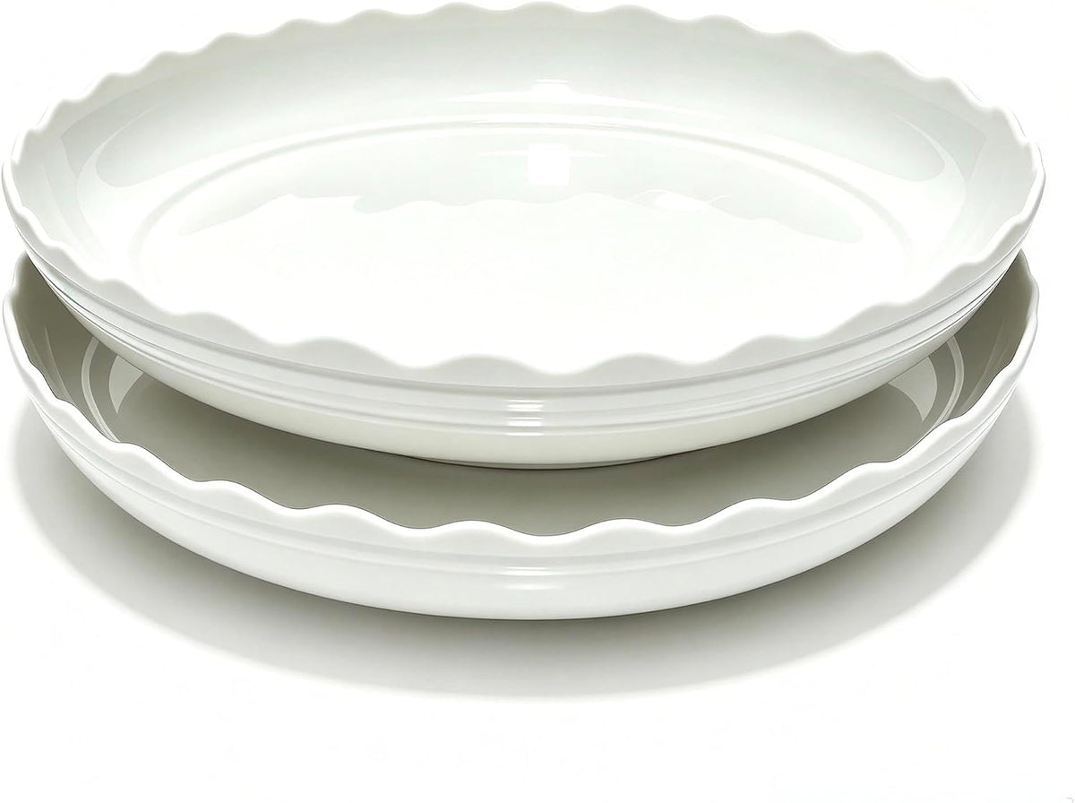 2 Pack Wave Plant Saucer - 16inch Plastic Flower Pot Drip Trays/Durable Heavy Duty White Plant Tray for Indoor and Out Door Plant(White)