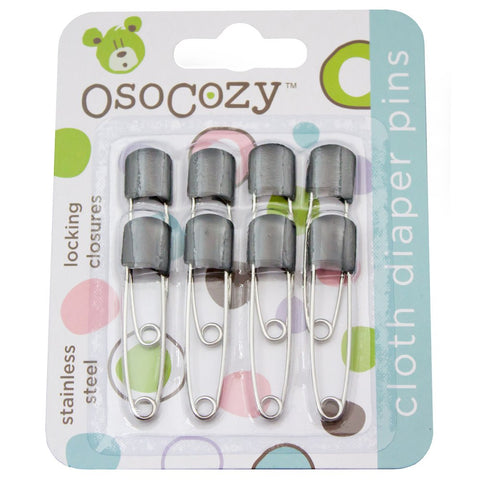 OsoCozy Diaper Pins - (Black) - Sturdy, Stainless Steel Diaper Pins with Safe Locking Closures - Use for Special Events, Crafts or Colorful Laundry Pins, 8 Count (Pack of 1)