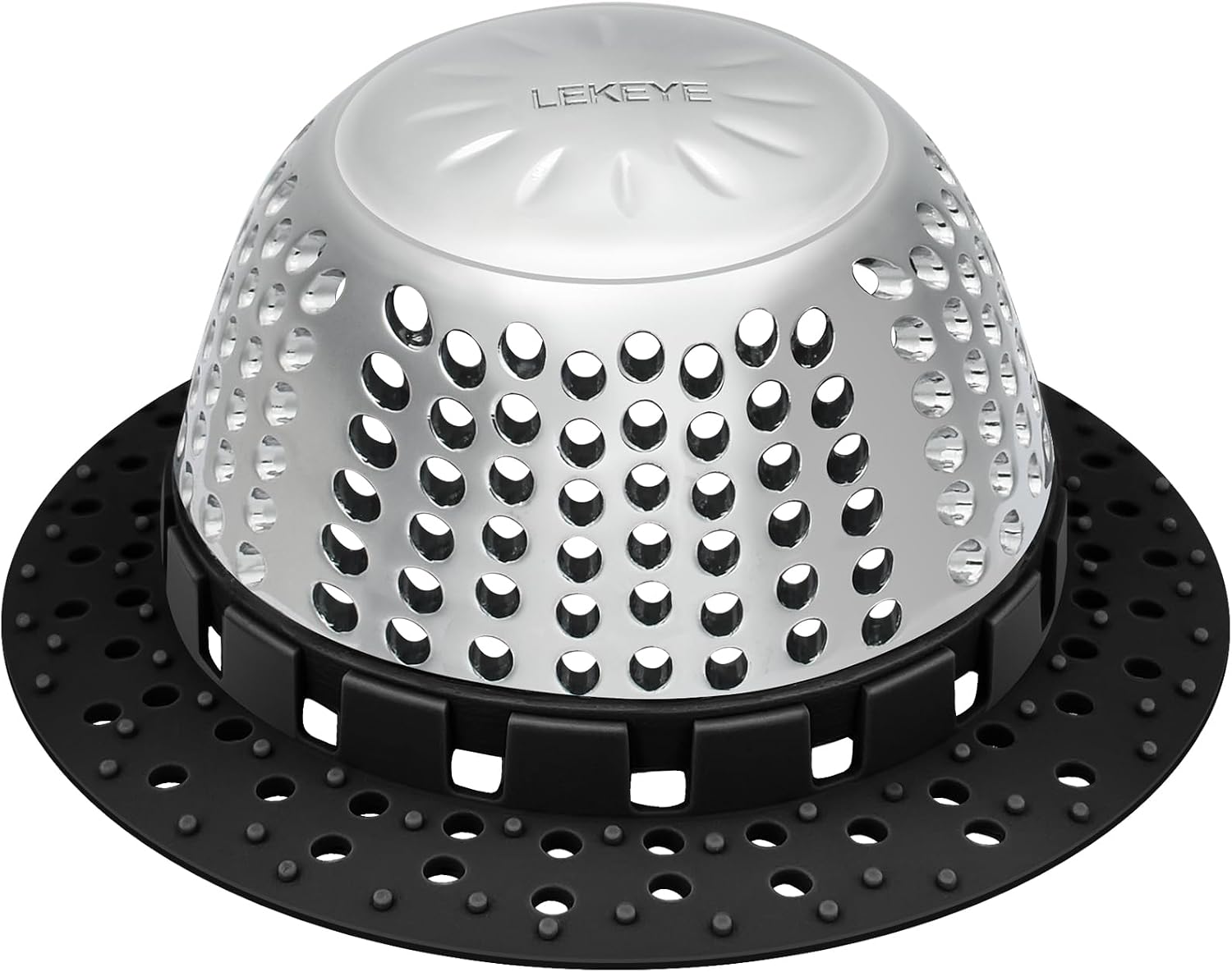 LEKEYE Shower Drain Hair Catcher/Bathtub Drain Cover/Drain Protector for Pop-Up & Regular Drains(Black)