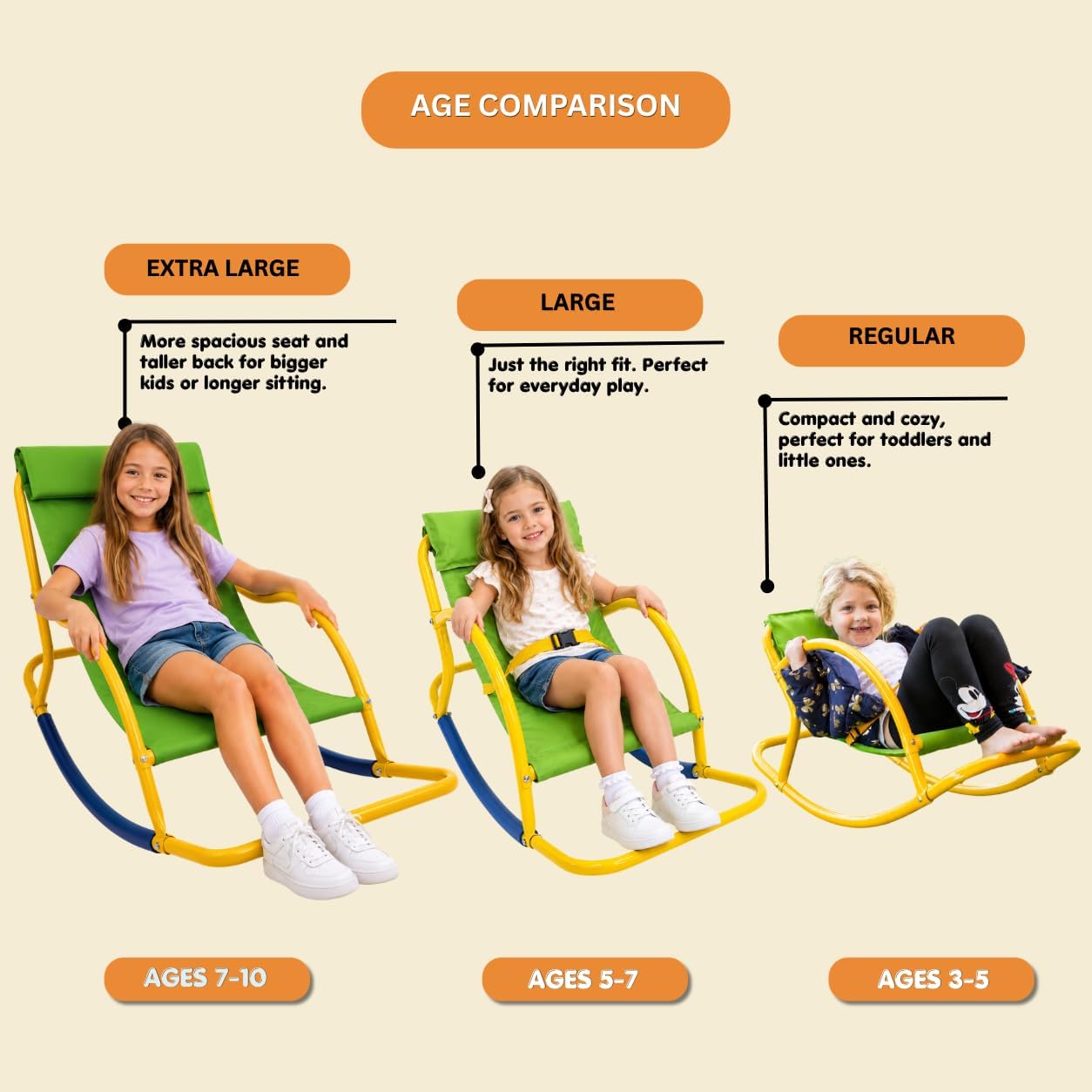PLATPORTS Calming Sensory Rocking Chair for Kids – Balance Seat for Focus, Relaxation & Play | Indoor Outdoor Therapy Chair for Autism, ADHD & Active Kids
