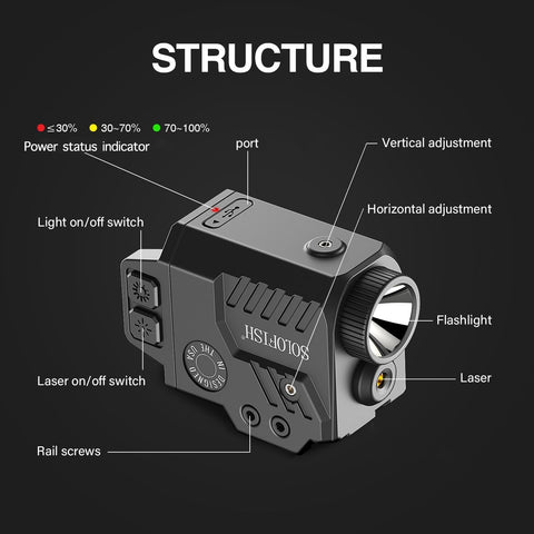 Solofish 800 Lumens Pistol Light Laser Combo