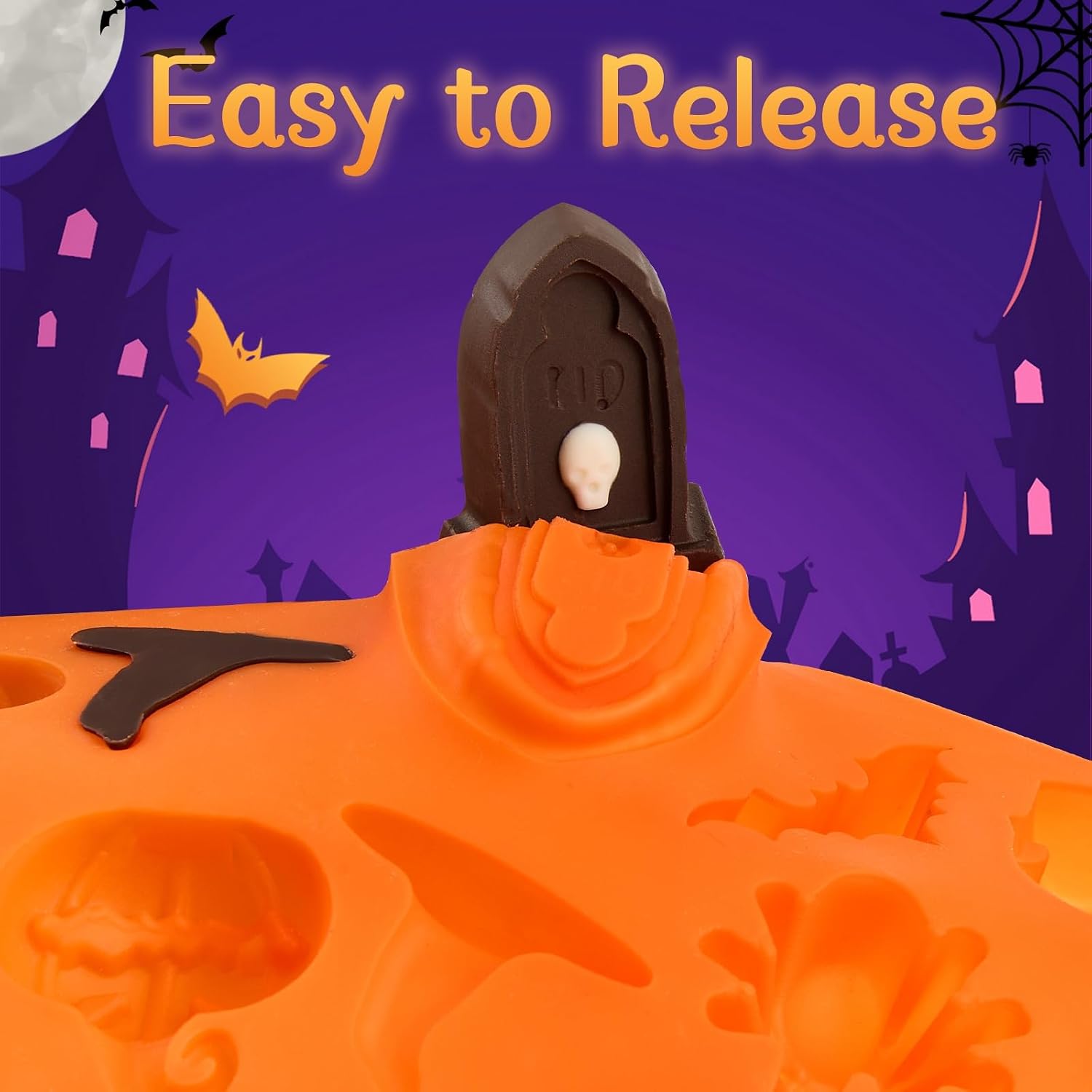 JOERSH Halloween Chocolate Silicone Molds, 72 Cavities, 4Pcs