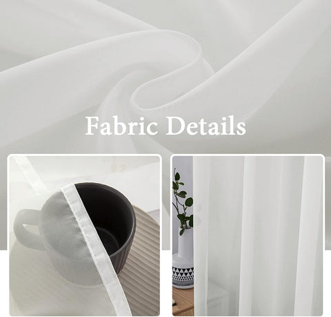 MIULEE 2 Panels Sheer Curtains for Living Room 54 X 96 Inches Ivory