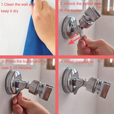 Medsuo Suction Shower Head Holder, 360° Adjustable for Bathroom