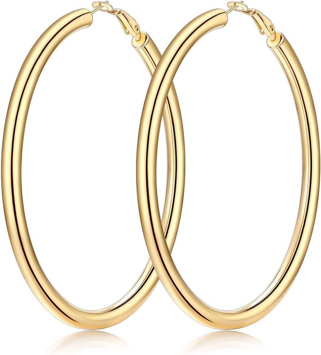 FaithHeart Silver/Black/Gold Stainless Steel Chunky Hoop Earrings for Women