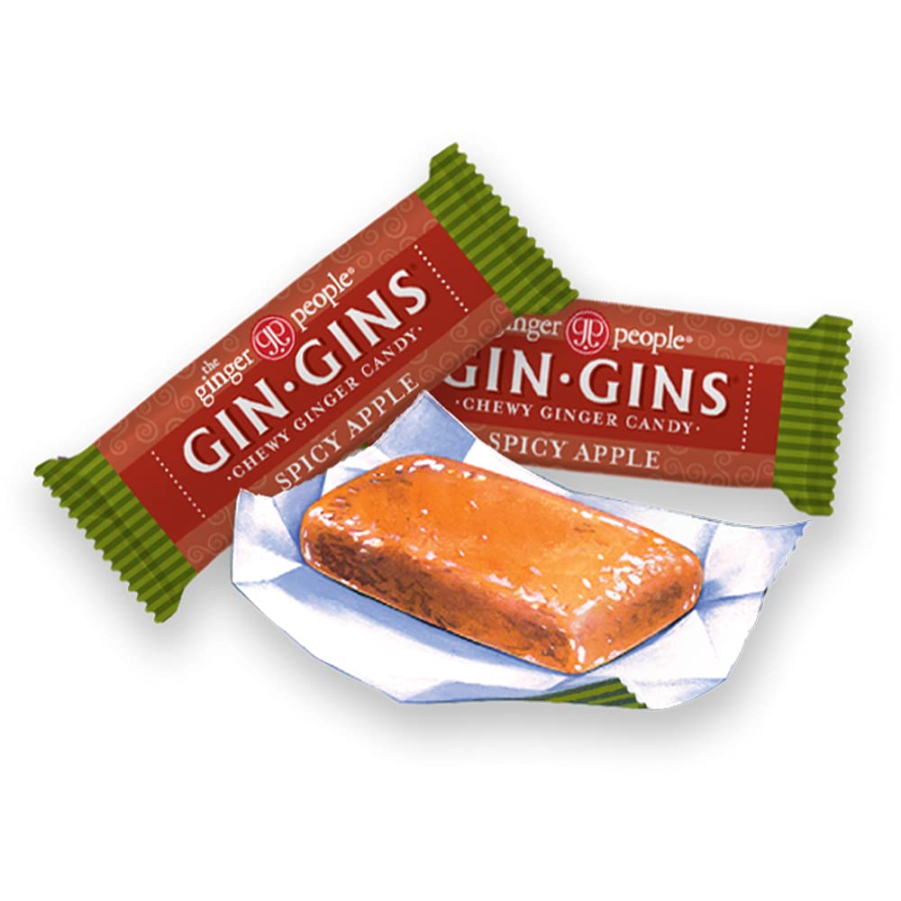 GIN GINS Apple Ginger Chews Made w/ Fresh Ginger 3oz 12Pk