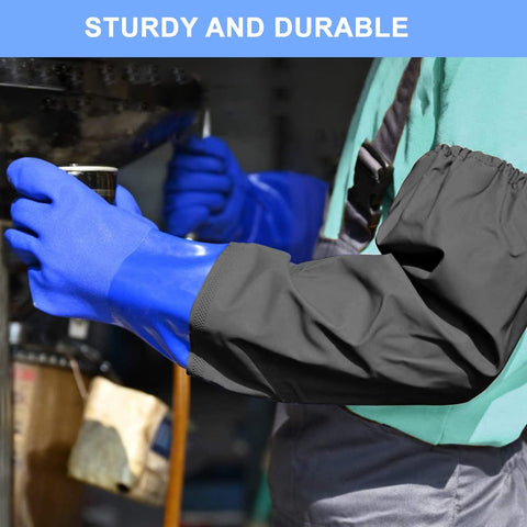 Haiou 25" Long Rubber Gloves for Waterproof Pond Gloves for Cleaning -Large