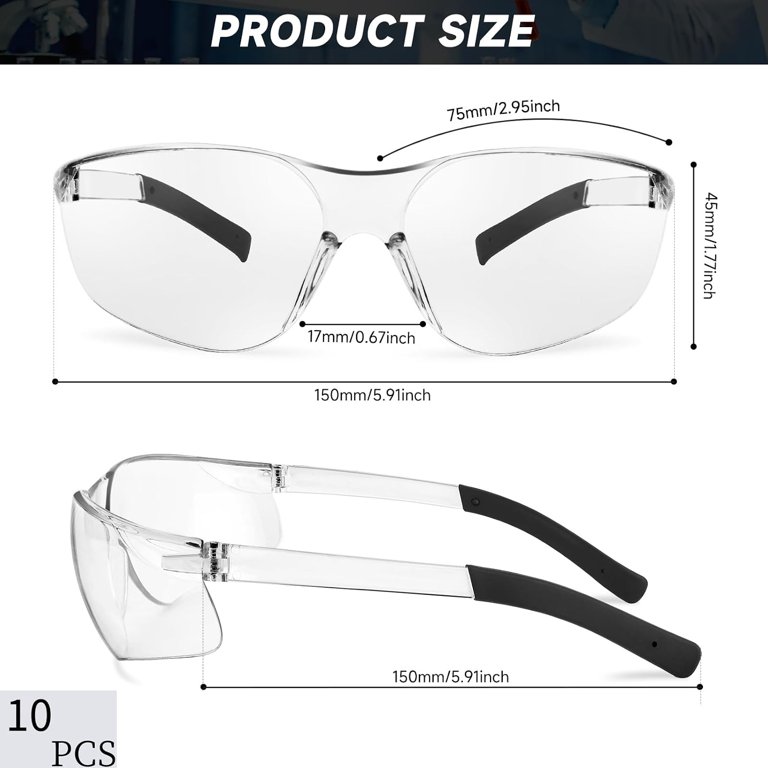 Salfboy 10pack Clear Safety Glasses Ansi Z87.1 Eye Protection Glasses