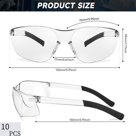 Salfboy 10pack Clear Safety Glasses Ansi Z87.1 Eye Protection Glasses