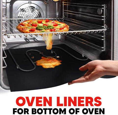 Oven Liners for Bottom of Oven - Thick Heavy Duty 17” x 25” 2 Pack Non-Stick Reusable Mats - BPA & PFOA Free Protector for Electric, Gas, Microwave & BBQ Grill Liner - Easy Clean & Heat Resistant