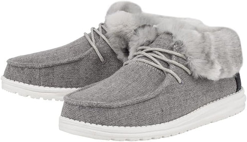 HEYDUDE Women's Britt Lace Up Ankle Boot | Faux Fur Collar