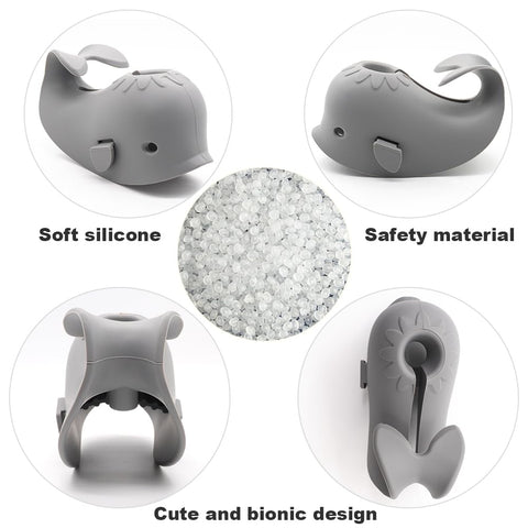 Baby Bathtub Faucet Cover, Faucet Cover Baby Bathtub Spout Cover, Bath Spout Protective Cover, Bathtub Safety Spout Guard, Baby Safety Protection Silicone Kit, Grey Whale Protector