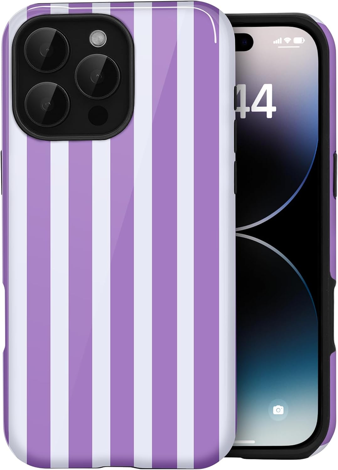 for iPhone 16 Pro Max Cute Striped Phone Case, Purple