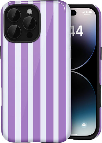 for iPhone 16 Pro Max Cute Striped Phone Case, Purple