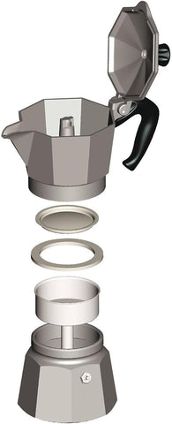 Bialetti - Moka Express: Iconic Stovetop Espresso Maker, Makes Real Italian Coffee, Moka Pot 3 Cups (4.3 Oz - 130 Ml), Aluminium, Silver