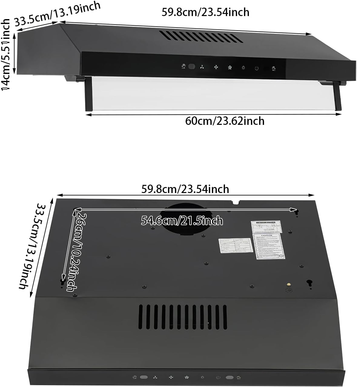 Under Cabinet Range Hood 24 Inch 3 Speed Stainless Steel Kitchen Hood Ductless Range Hood Stove Vent Hood