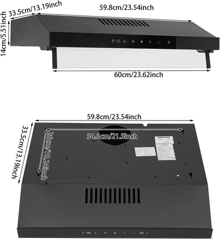 Under Cabinet Range Hood 24 Inch 3 Speed Stainless Steel Kitchen Hood Ductless Range Hood Stove Vent Hood