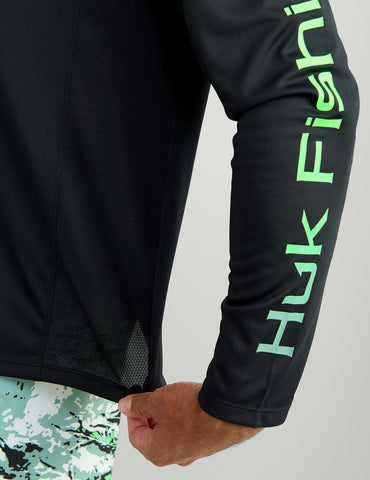 HUK Mens Pursuit Vented Long Sleeve Hoodie, Fishing Shirt with Hood