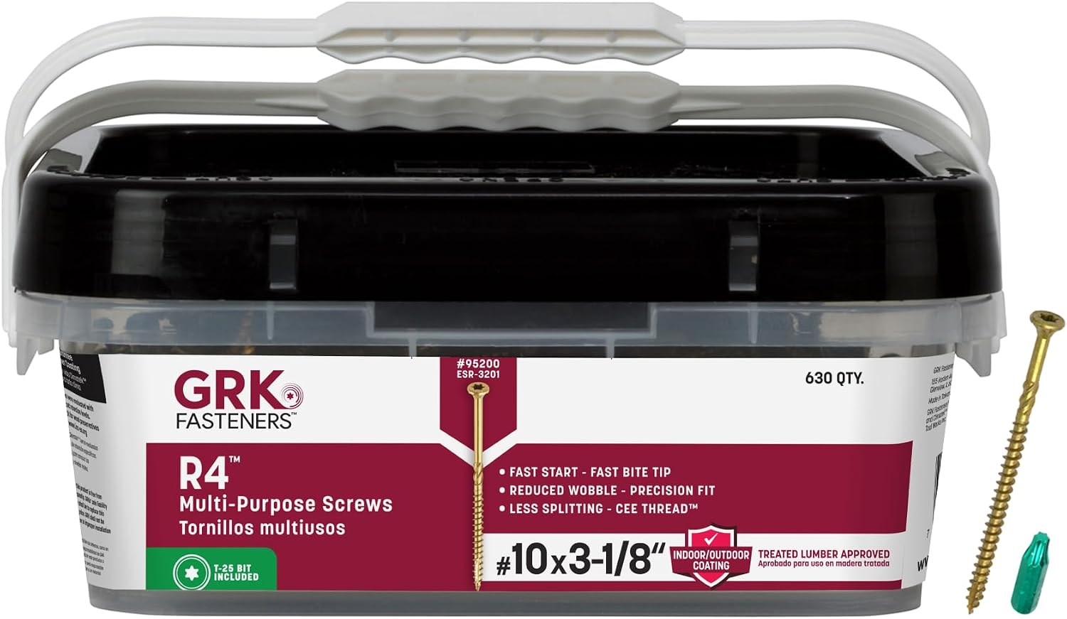 GRK Fasteners R4™ #10 x 3-1/8" Multi-Purpose Framing Screws, 630 PCS