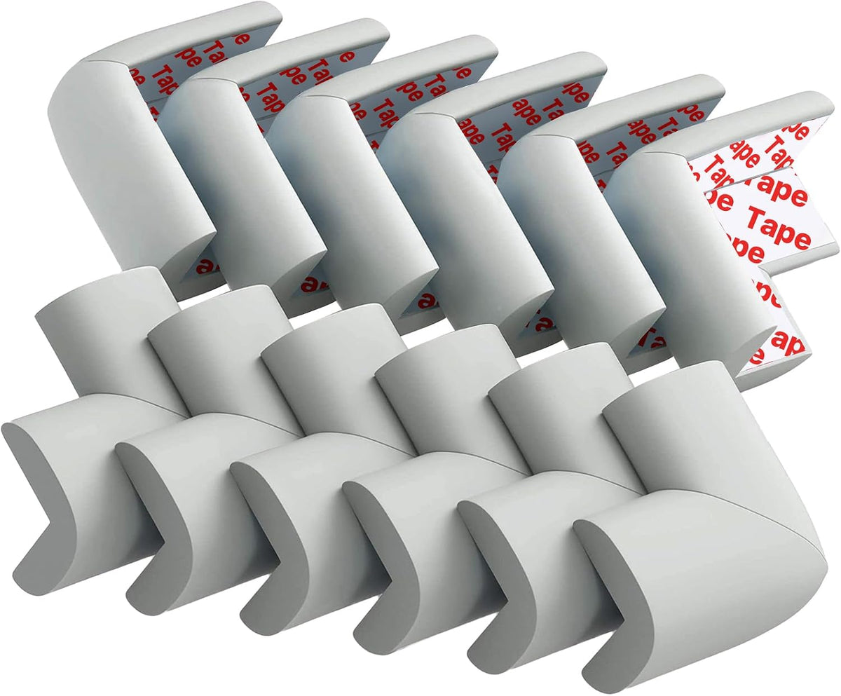 12 Pack Soft Corner Protector Baby Proofing Edge and Corner Guards (Gray)