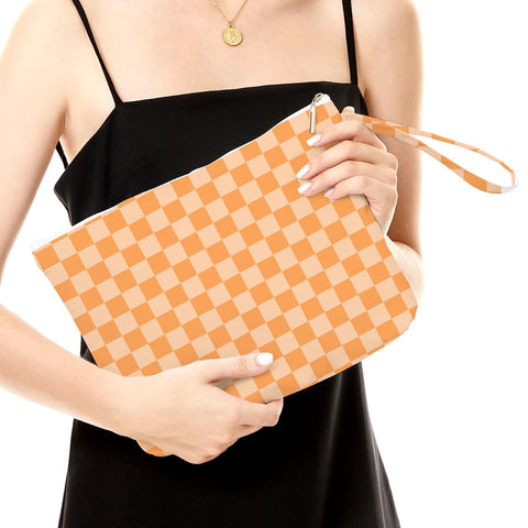 Fokongna Wet Bag, Small Portable Waterproof Multi-Functional Organizer for Women, Ideal for Daily, Beach & Travel，Orange White Gingham
