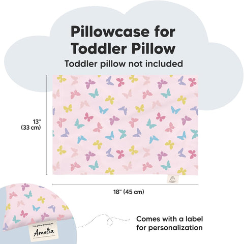 KeaBabies Toddler Pillowcase 13x18 Organic Cotton Cover, Flutter