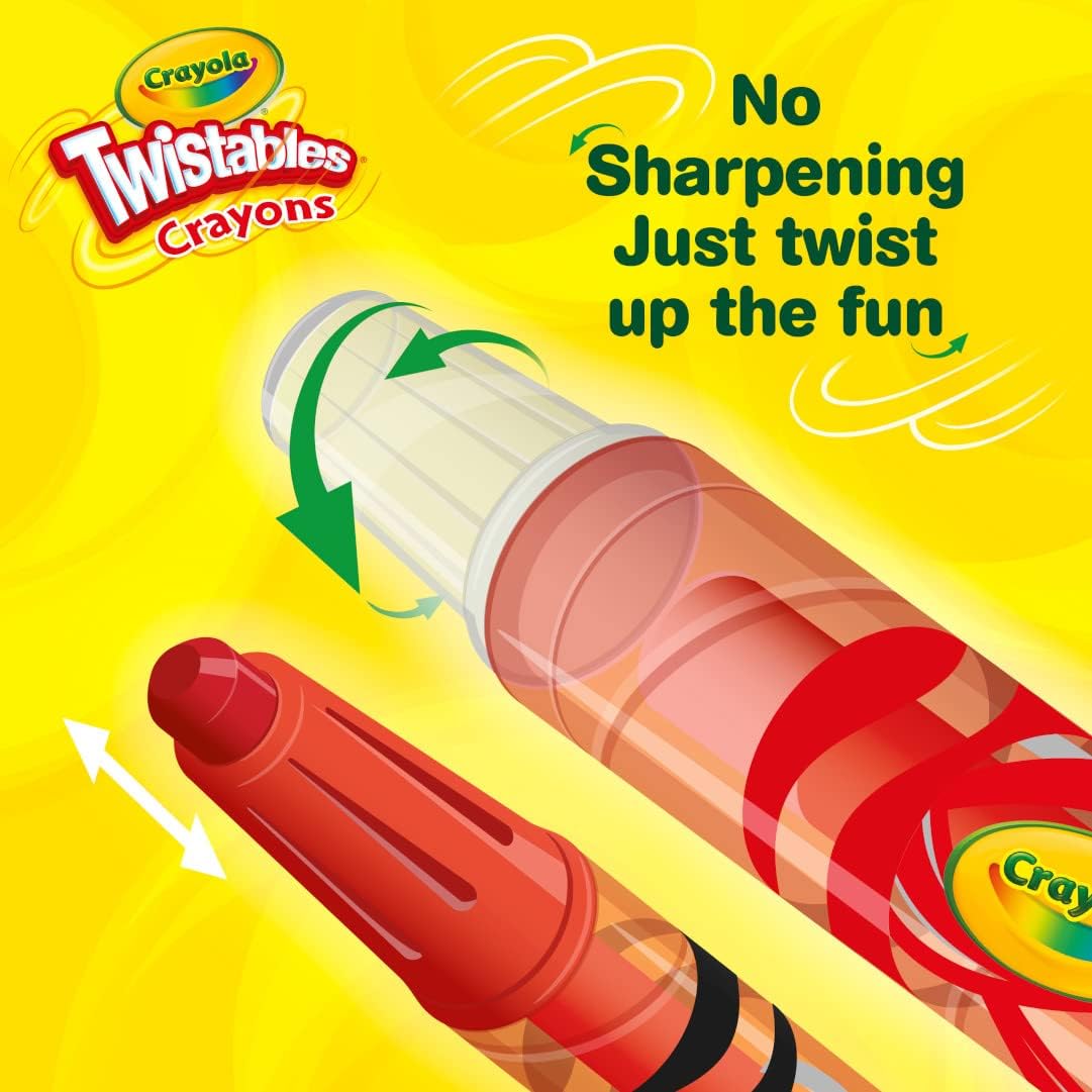 Crayola Twistables Crayons for Kids (24ct) Cute School Supplies for Toddlers, Preschool, Kindergarten, Elementary, Gifts for Boys & Girls, Ages 3, 4, 5
