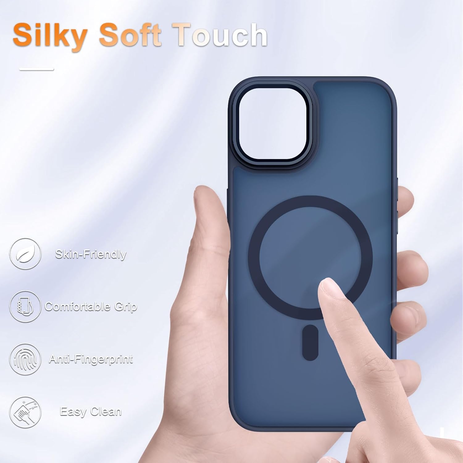 YENAPOON for iPhone 14 Case, iPhone 13 Case, Matte Magnetic Case, Navy Blue