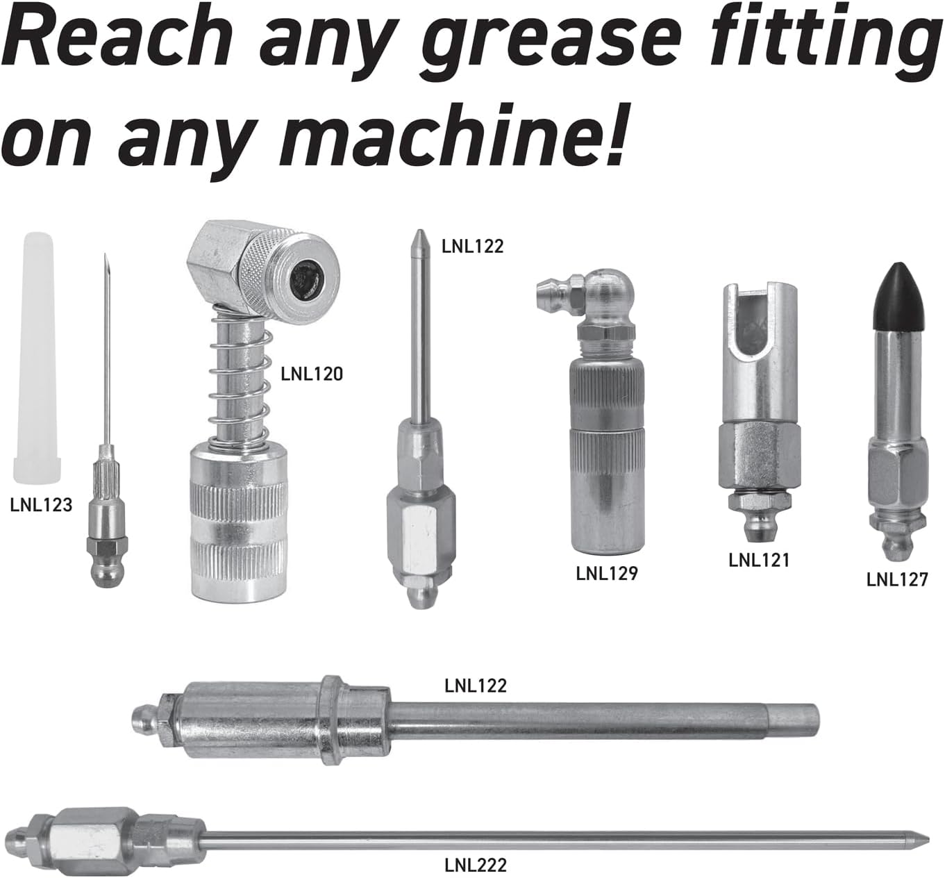 LockNLube 8-Piece Quick-Connect Greasing Accessory Kit For Hard-To-Reach Grease Fittings