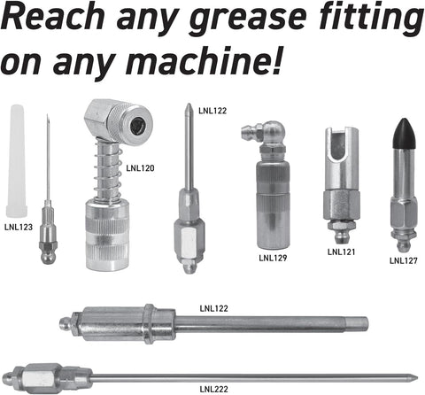 LockNLube 8-Piece Quick-Connect Greasing Accessory Kit For Hard-To-Reach Grease Fittings