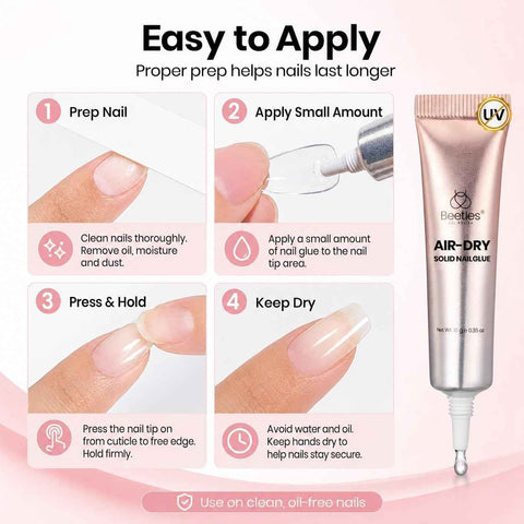 Beetles Super Strong Nail Glue 10g for Press On Nails, No UV Lamp Needed