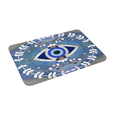 Greek Mati Matiasma Evil Eye Funny Welcome Doormat for Entrance Way Indoor Floor Mats for House Decor Kitchen Matting with Anti Slip Rubber Back Welcome Mat