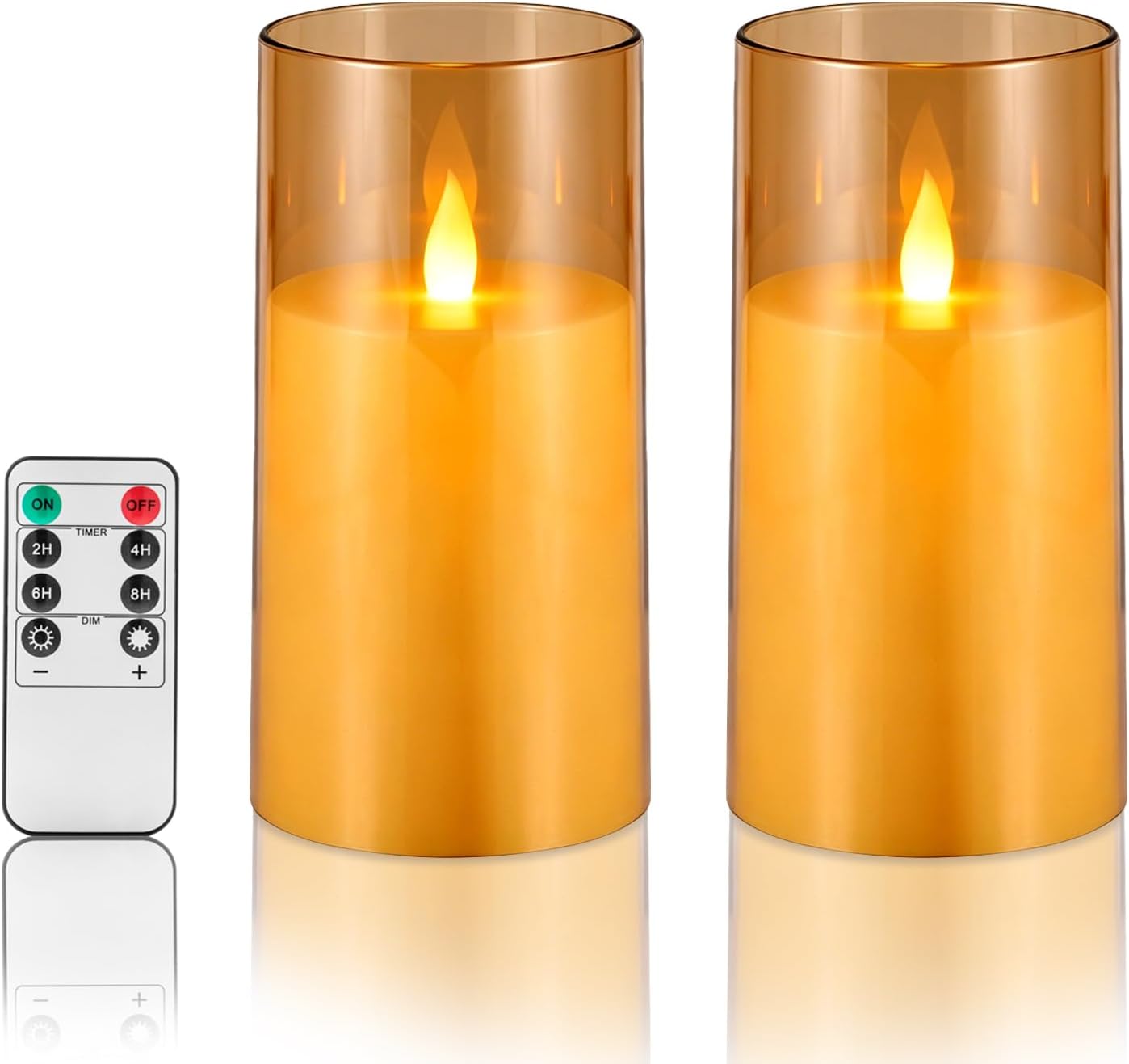White Flickering Flameless Candles, Battery Operated Acrylic LED Pillar Candles with Remote Control and Timer, Halloween Decor, Set of 6 (Gray, 12 Pack (3" x 6")