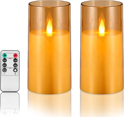 White Flickering Flameless Candles, Battery Operated Acrylic LED Pillar Candles with Remote Control and Timer, Halloween Decor, Set of 6 (Gray, 12 Pack (3" x 6")